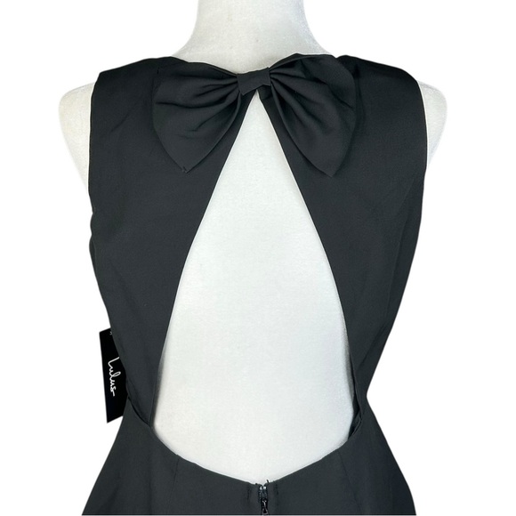 NEW LuLu's Black Open Back Midi Dress Large Bow Evening Formal Party - Picture 8 of 13